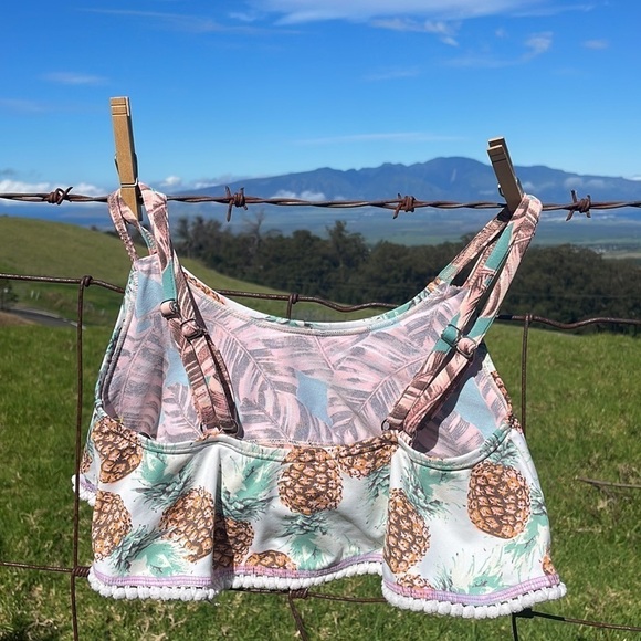 Maaji  Girls Ruffled Pineapple Tank Bikini Top - Picture 5 of 7